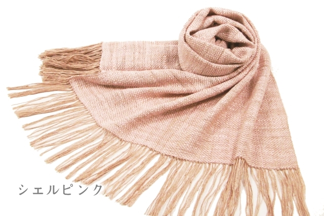 結城紬のショール コンフォルタ シェルピンク